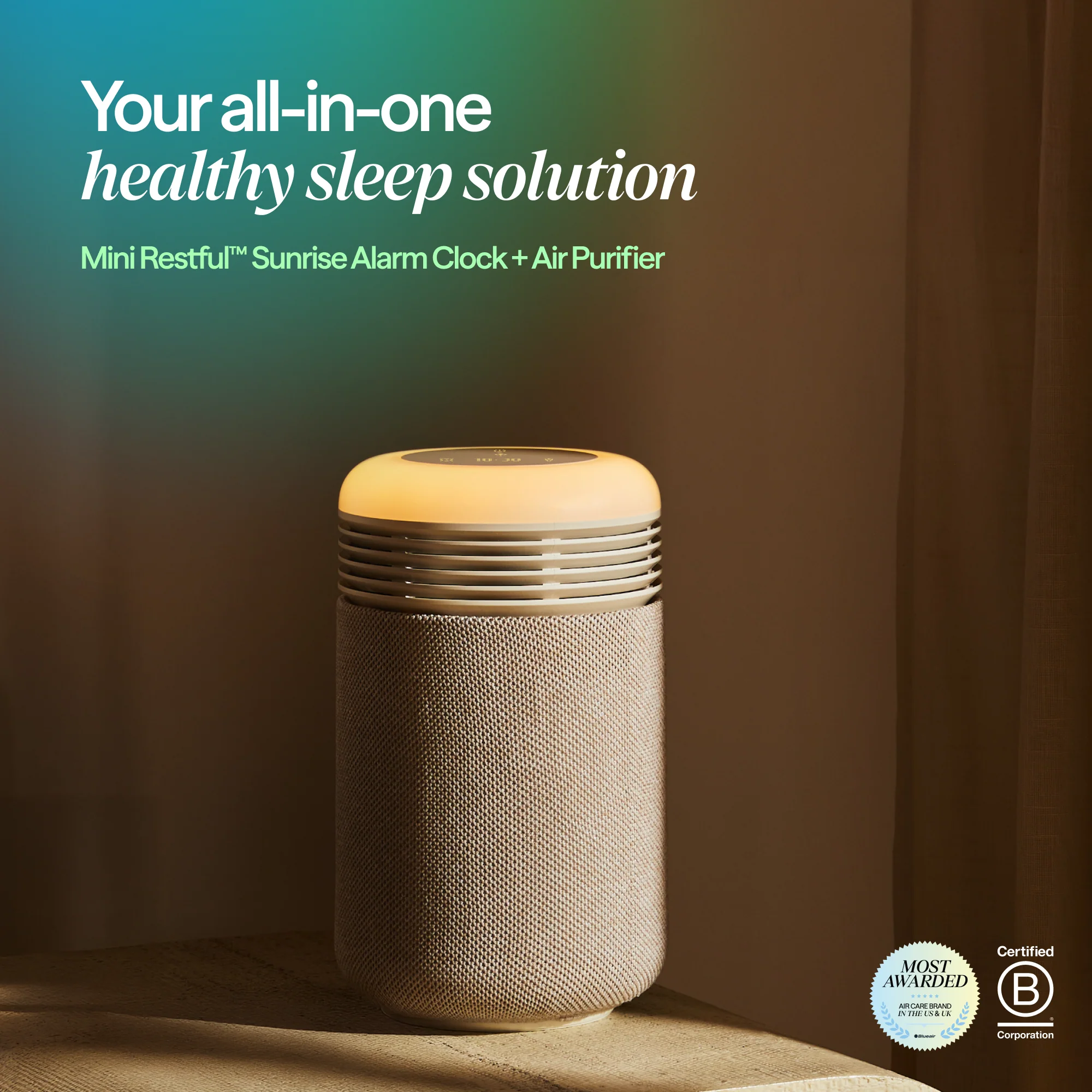 Mini Restful™ Sunrise Clock Air Purifier in Coastal Beige - Image 2