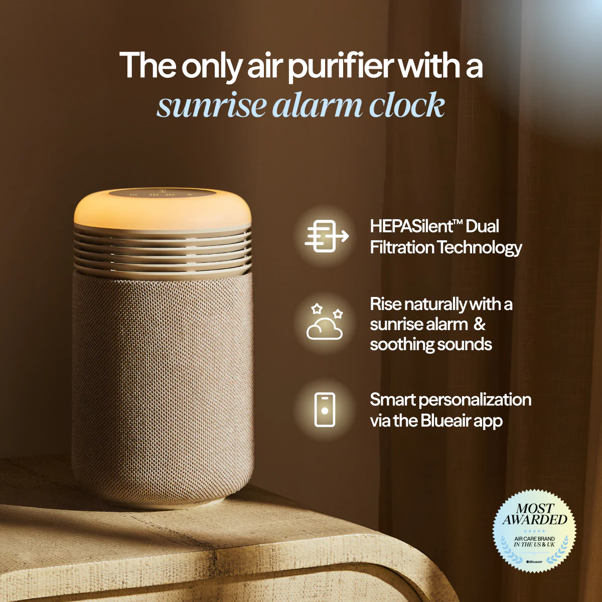 Mini Restful™ Sunrise Clock Air Purifier Bundle Coastal Beige - Image 2